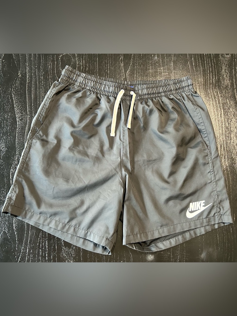 Nike Men’s Black Athletic Shorts with White Drawstring